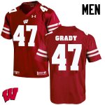 Men's Wisconsin Badgers NCAA #51 Griffin Grady Red Authentic Under Armour Stitched College Football Jersey QT31E36PO